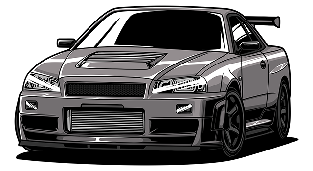 Grey Nissan GT-R (R34)