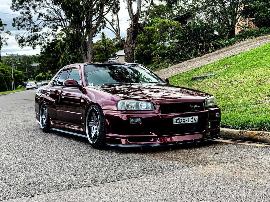 Wine Red Nissan Skyline R34 Sedan